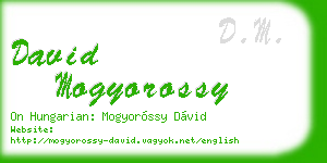david mogyorossy business card